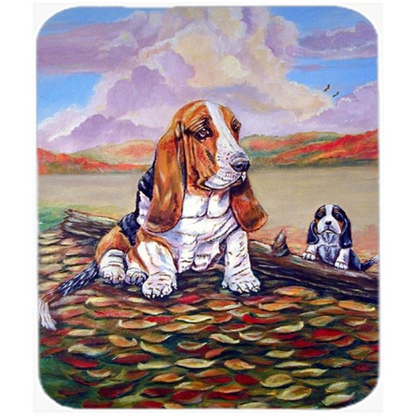 Skilledpower 9.5 x 8 in. Basset Hound Little One Watching Mouse Pad; Hot Pad or Trivet SK232431